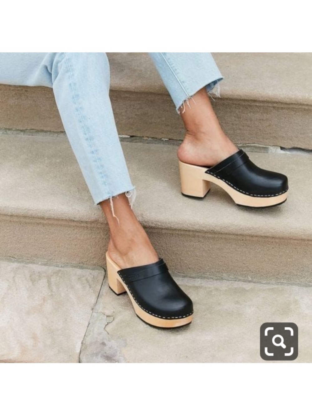 Swedish Hasbeens Mule Clogs Heels Black